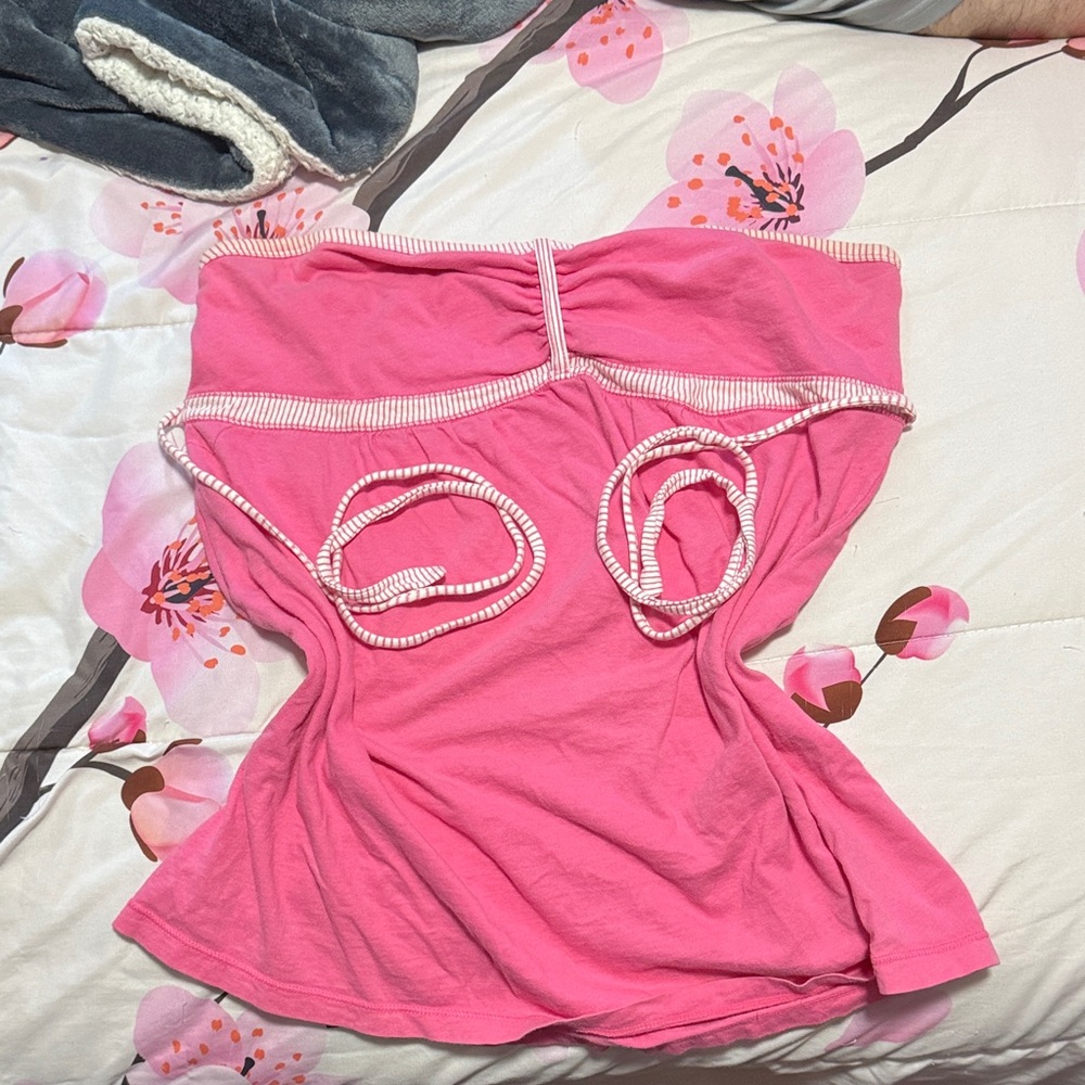 OP Pink Tube Top with White Accents